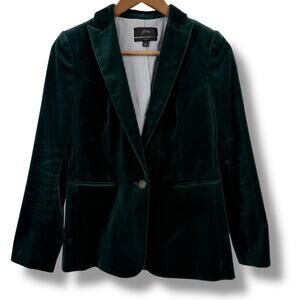 J. Crew Parke Velvet Blazer Jacket Womens Size 2 Deep Forest Green